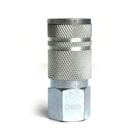 Interstate Pneumatics 3/8 Inch Industrial Steel Coupler x 1/2 Inch Female NPT CH680